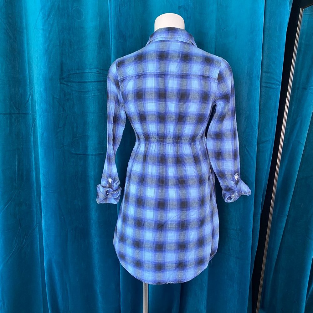 PINK by Victoria Secret Blue Plaid Popover Shirt Dress - Picture 9 of 11